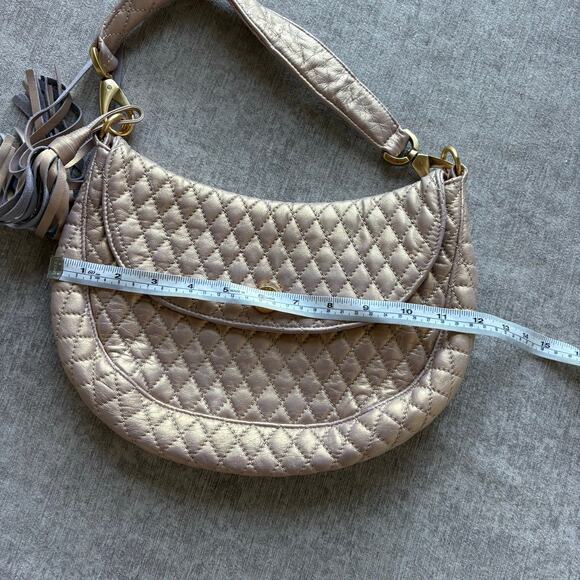 Eric Javits Quilted Leather Pink Metallic Shoulder Bag - Picture 5 of 6